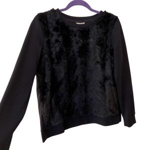 Club Monaco Crew Neck Faux Fur Front Pullover Sweater Size L